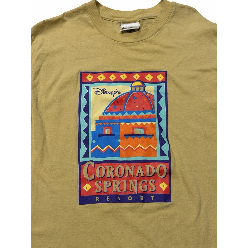 Disney Coronado Springs T Shirt Mens Large Vintage Graphic USA Yellow EUC - Picture 2 of 9